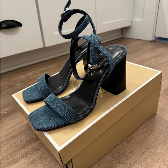 Michael Kors Shoes - Michael Kors Denim Elegant Blue Block Heel Sandals size 9 worn once!